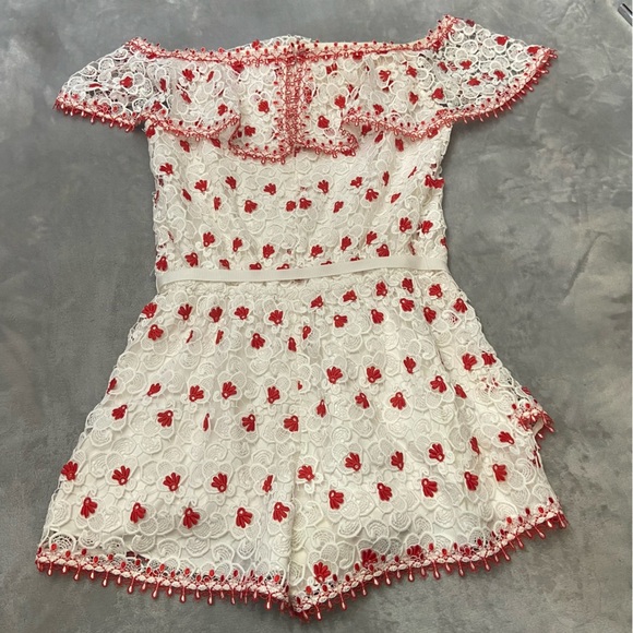 Alexis Clive lace floral off the shoulder shorts romper playsuit 3055 - Picture 9 of 12